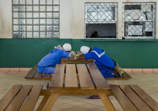 Men Sleeping On A Table, Inhambane, Inhambane Province, Mozambique