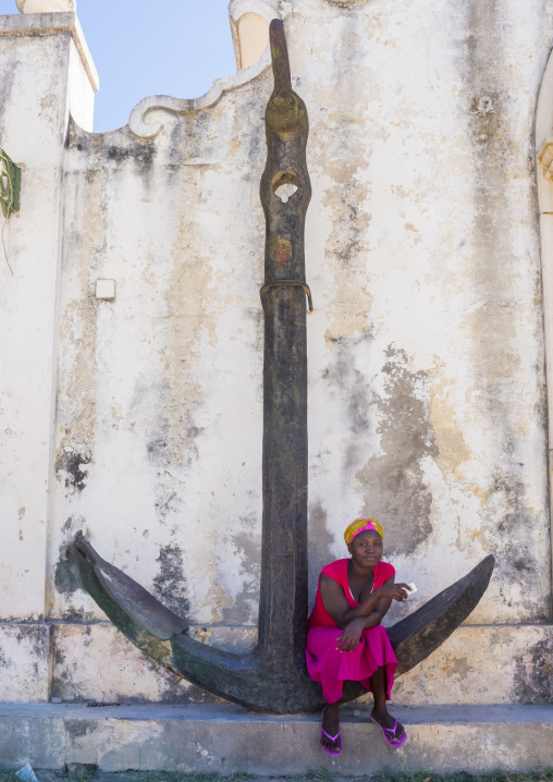 Giant Anchor At The Old Naval Academy In Stone Town, Ilha de Mocambique, Nampula Province, Mozambique