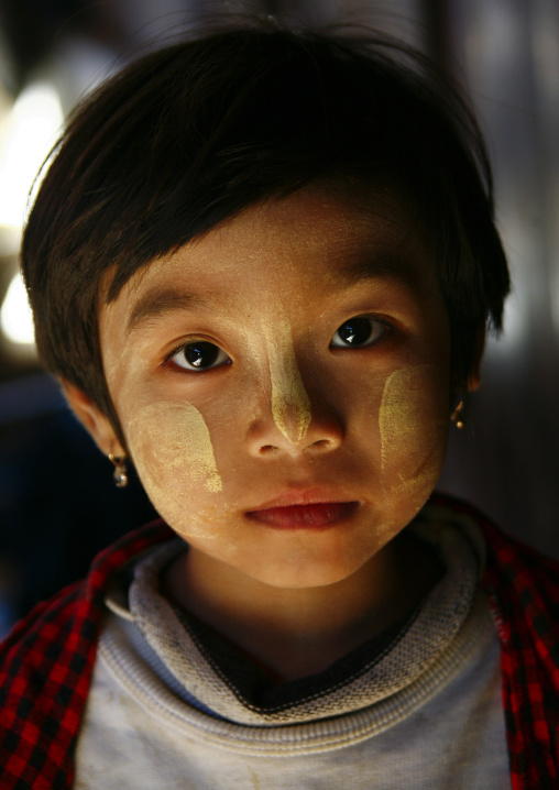 Girl With Thanaka On Cheeks, Ngapali, Myanmar