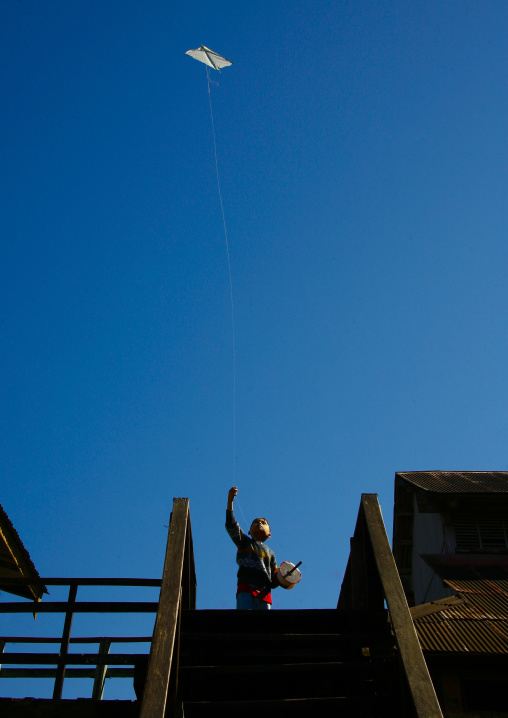 Young Boy Flying A Kite, Ngapali, Myanmar