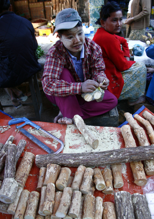 Woman Selling Thanaka, Ngapali, Myanmar