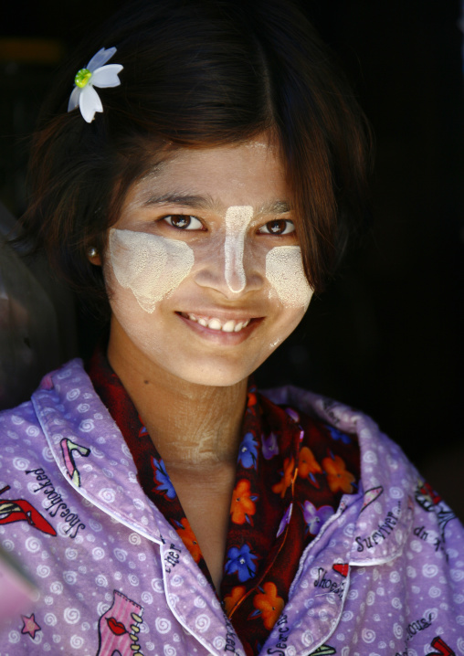 Girl With Thanaka On Cheeks, Ngapali, Myanmar