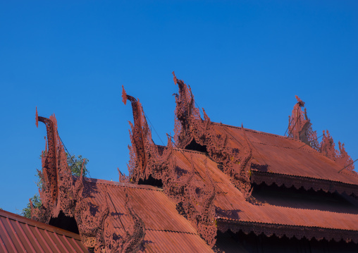 Shwe Inn Thein Paya Temple Roofs, Inle Lake, Myanmar
