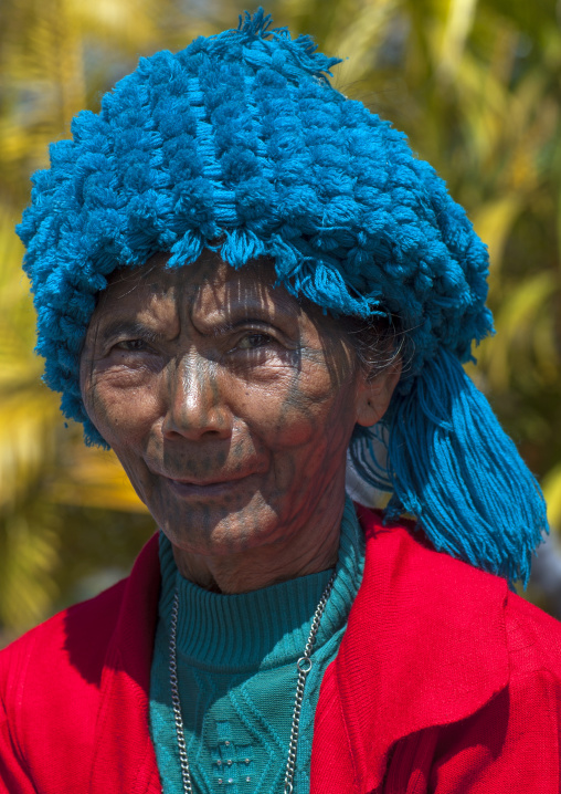 Tribal Chin Woman From Muun Tribe With Tattoo On The Face, Mindat, Myanmar