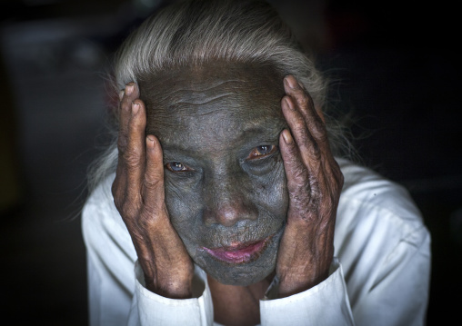 Tribal Chin Woman From U Pu Tribe With Tattoo On The Face, Kanpelet, Myanmar
