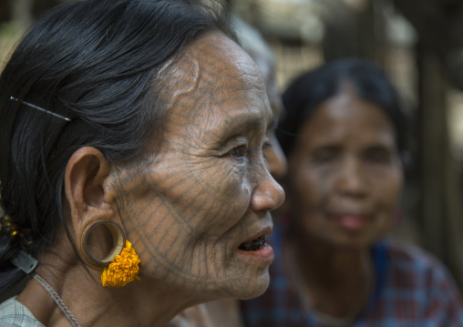 Tribal Chin Women With Spiderweb Tattoo On The Faces, Mrauk U, Myanmar