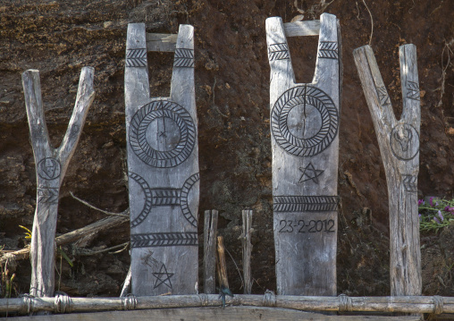 Y Shape Totems Representing The Animal Sacrifices, Mindat, Myanmar