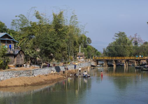 People Wasing Clothes, Inle Lake, Myanmar
