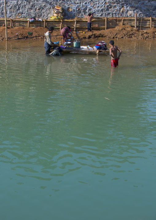 People Wasing Clothes, Inle Lake, Myanmar