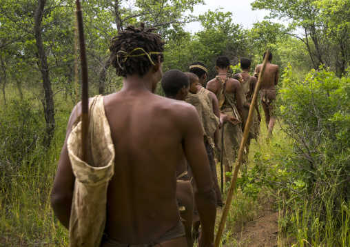 Line Of Bushman Hunters, Tsumkwe, Namibia