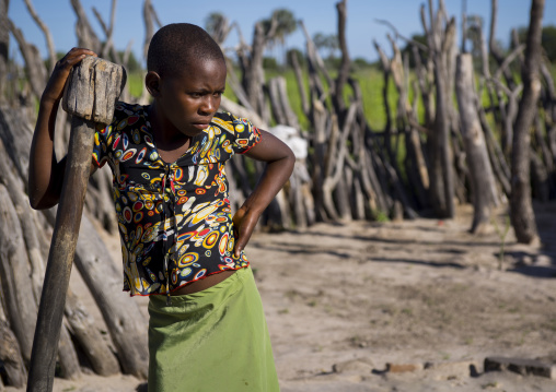African Woman With Mortar And Pestle, Ondangwa, Namibia