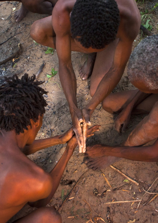 Bushmen Making Fire, Tsumkwe, Namibia