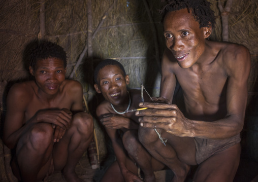 Bushman With A Small Bow They Use To Declare Their Love, Tsumkwe, Namibia
