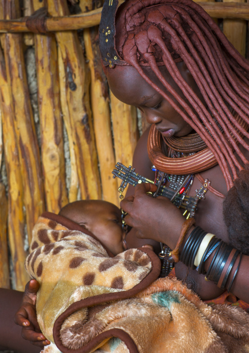 Himba Mother And Her Baby, Epupa, Namibia