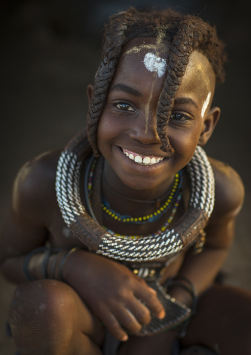 Young Himba Girl With Ethnic Hairstyle, Epupa, Namibia