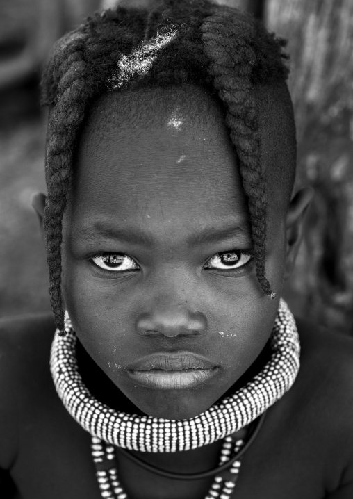 Young Himba Girl With Ethnic Hairstyle, Epupa, Namibia
