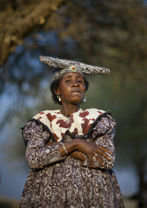 Herero Woman Dressed In Traditional Victorian Style, Opuwo, Namibie