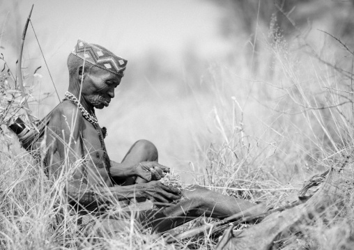 Old San Hunter In The Bush, Namibia
