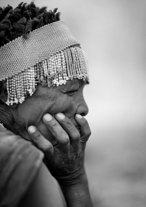 San Woman With A Beaded Headdress, Namibia