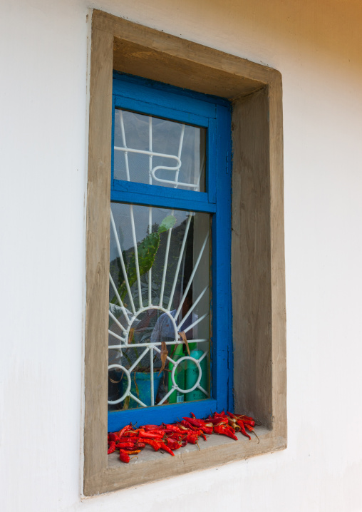 Dried kimchis on a window house in a farm, North Hwanghae Province, Sariwon, North Korea