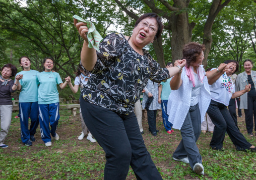 Japanese people originated from North Korea having fun in a park, North Hwanghae Province, Sariwon, North Korea