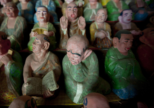 Buddha's students statues inside Songbul temple, North Hwanghae Province, Sariwon, North Korea