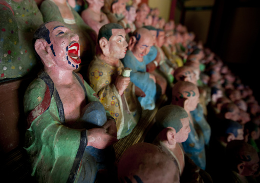 Buddha's students statues inside Songbul temple, North Hwanghae Province, Sariwon, North Korea