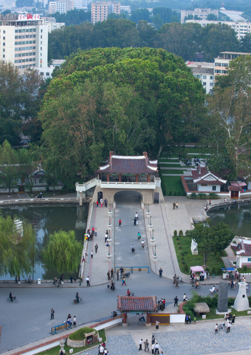 High angle view of folk street, North Hwanghae Province, Sariwon, North Korea