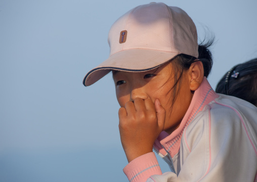 North Korean girl in sweatsuit, North Hwanghae Province, Sariwon, North Korea