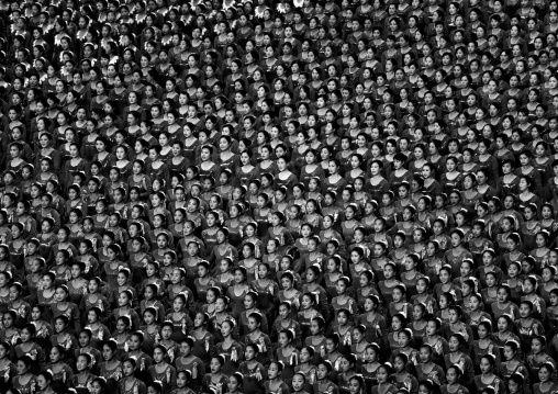 North Korean gymnasts performing during Arirang mass games in may day stadium, Pyongan Province, Pyongyang, North Korea