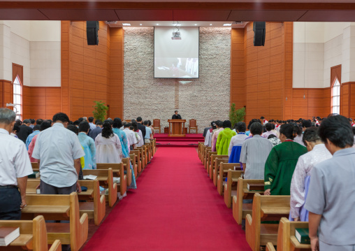 Sunday mass in protestant Bongsu church, Pyongan Province, Pyongyang, North Korea