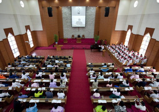 Sunday mass in protestant Bongsu church, Pyongan Province, Pyongyang, North Korea
