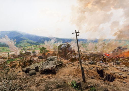 The battle of taejon diorama in the victorious fatherland liberation war museum, Pyongan Province, Pyongyang, North Korea