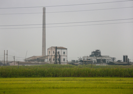 Chimney in a field in the countryside, South Hamgyong Province, Hamhung, North Korea