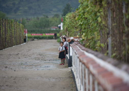 Two young North Korean children in a farm, South Hamgyong Province, Hamhung, North Korea