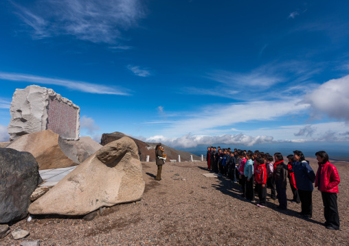 North Korean students at the top of mount Paektu, Ryanggang Province, Mount Paektu, North Korea