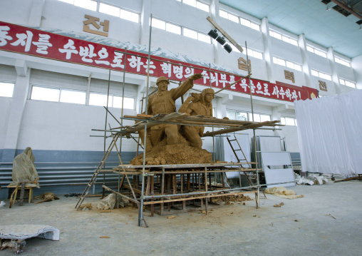 Construction of a bronze statue at Mansudae art studio, Pyongan Province, Pyongyang, North Korea