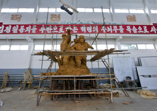 Construction of a bronze statue at Mansudae art studio, Pyongan Province, Pyongyang, North Korea