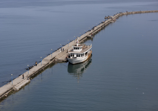 Old North Korean boat on the jetty, Kangwon Province, Wonsan, North Korea