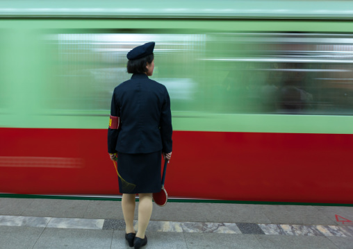 North Korean subway employee, Pyongan Province, Pyongyang, North Korea
