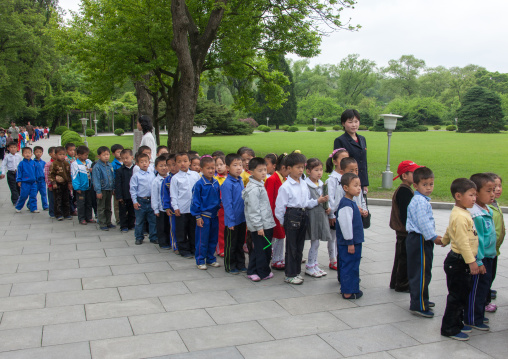 North Korean children visiting Kim il Sung Mangyongdae native house, Pyongan Province, Pyongyang, North Korea