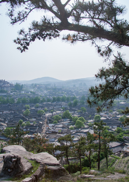 High angle view of the Korean houses in the old town, North Hwanghae Province, Kaesong, North Korea