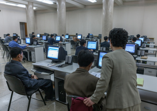 Computers room in the Grand people's study house, Pyongan Province, Pyongyang, North Korea