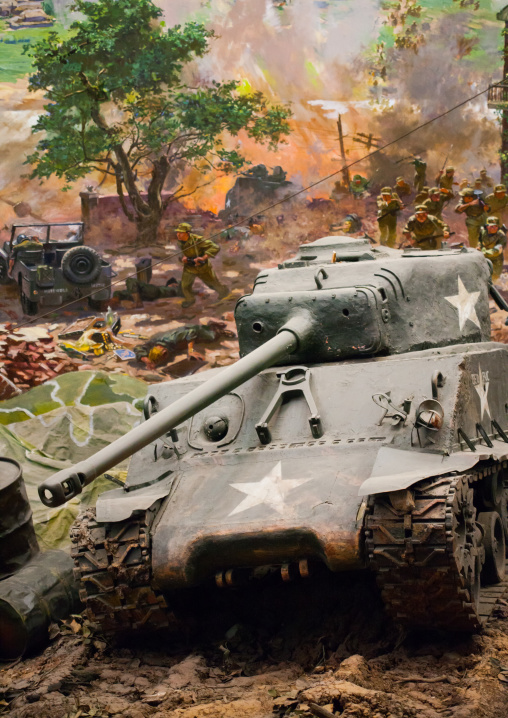 The battle of taejon diorama in the victorious fatherland liberation war museum, Pyongan Province, Pyongyang, North Korea