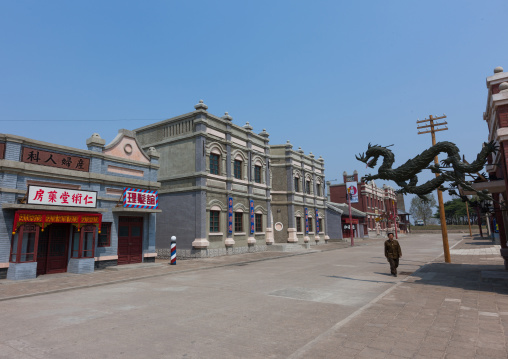 Chinese town set for historic movies in the Pyongyang film studio, Pyongan Province, Pyongyang, North Korea
