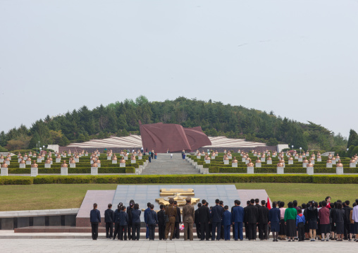 North Korean visitors in Taesongsan revolutionary martyr's cemetery, Pyongan Province, Pyongyang, North Korea