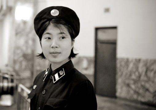North Korean subway employee, Pyongan Province, Pyongyang, North Korea