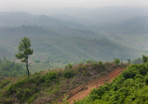 Barbed wires on the North Korean side in the Demilitarized Zone, North Hwanghae Province, Panmunjom, North Korea