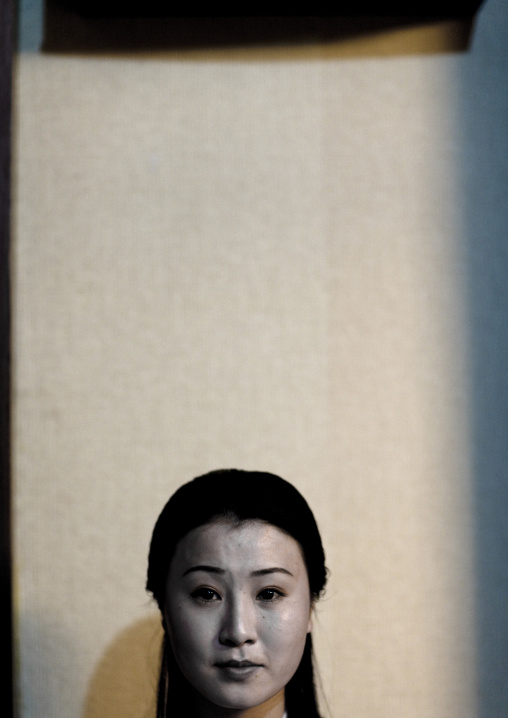 North Korean woman in a restaurant, Pyongan Province, Pyongyang, North Korea