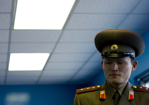 North Korean officer in the joint security area of the Demilitarized Zone, North Hwanghae Province, Panmunjom, North Korea